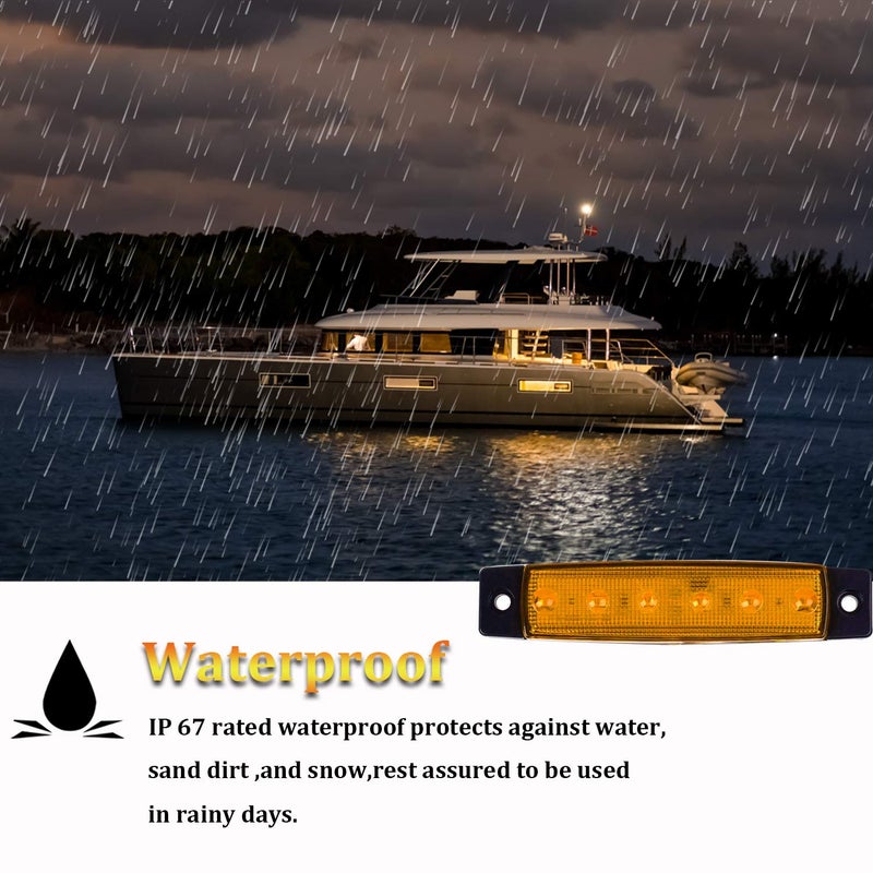 PSEQT LED Boat Interior Lights Marine Courtesy Light Strip Deck Transom Cockpit Navigation Lighting Waterproof for Fishing Pontoon Kayak Yacht Sailboat (Amber 10Pcs) - Image 4